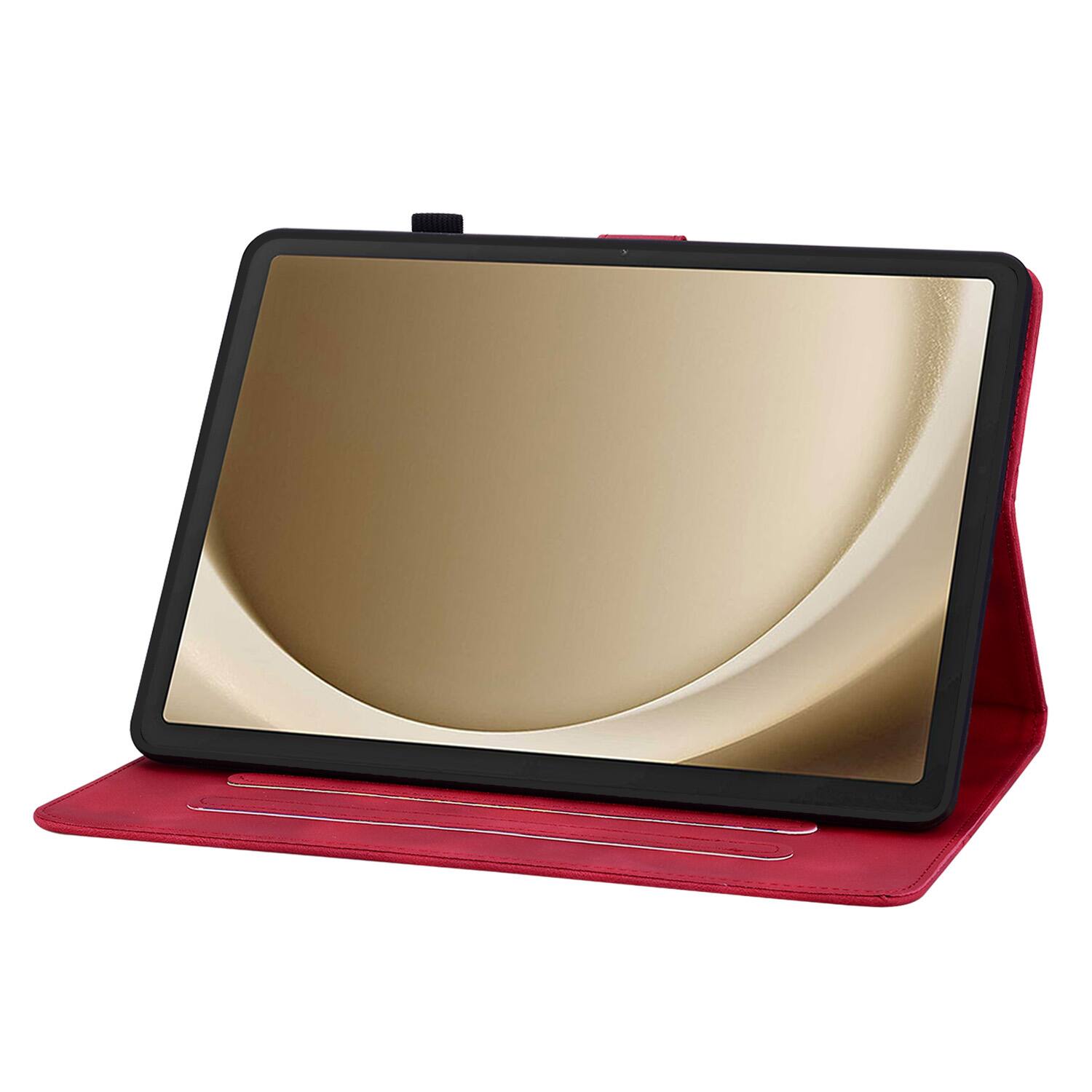 Alt View 2. Dteck - Case for Samsung Galaxy Tab A9 8.7" 2023 (SM-X110) with Card Holder Kickstand,Embossed Pattern PU Leather Flip Cover - Red.