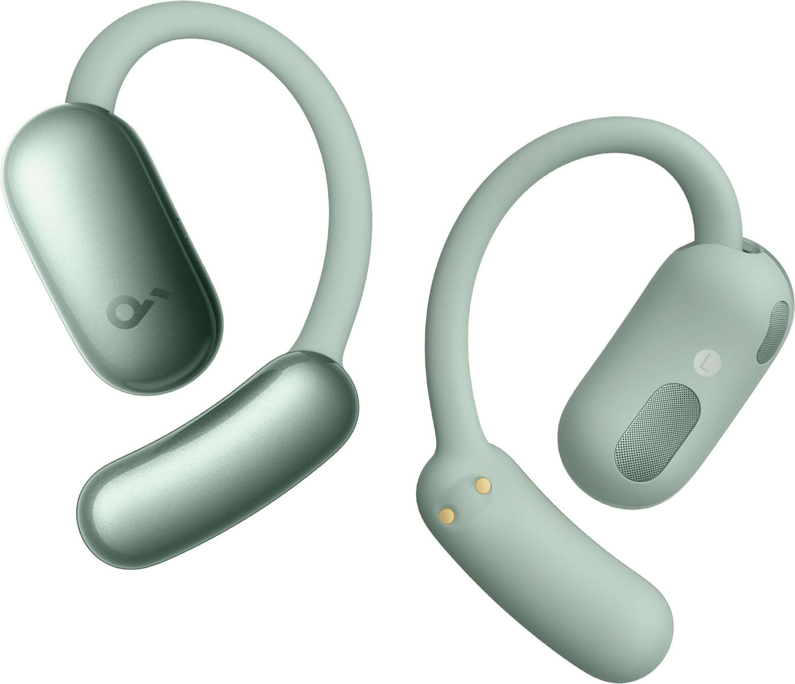Angle. Soundcore - by Anker AeroFit 2 A.I. Assistant Open-Ear Bluetooth Headphones with Real-Time Translation and Adjustable Ear Hooks - Sage Green.