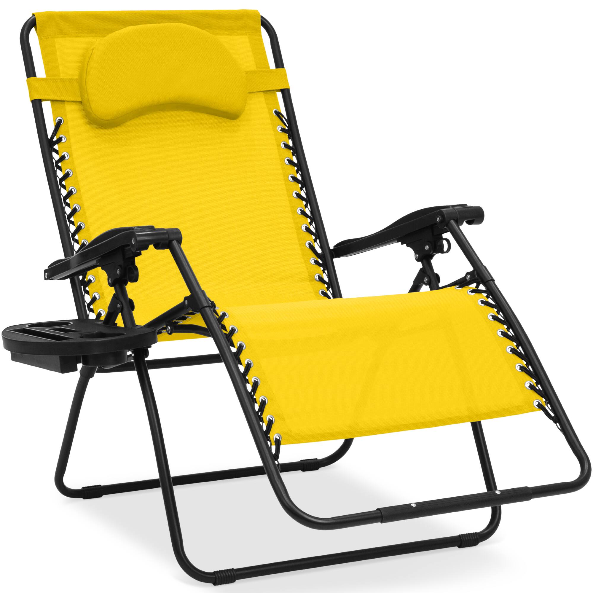 Best Choice Products - Oversized Zero Gravity Chair, Folding Outdoor Patio Recliner w/ Cup Holder - Sunflower Yellow