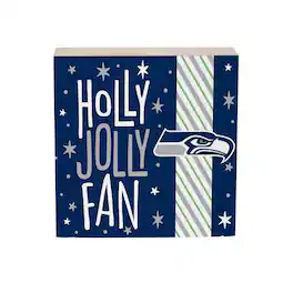Evergreen Enterprises - Seattle Seahawks 6" Holiday Wood Plock Shelf Sign - Multicolor