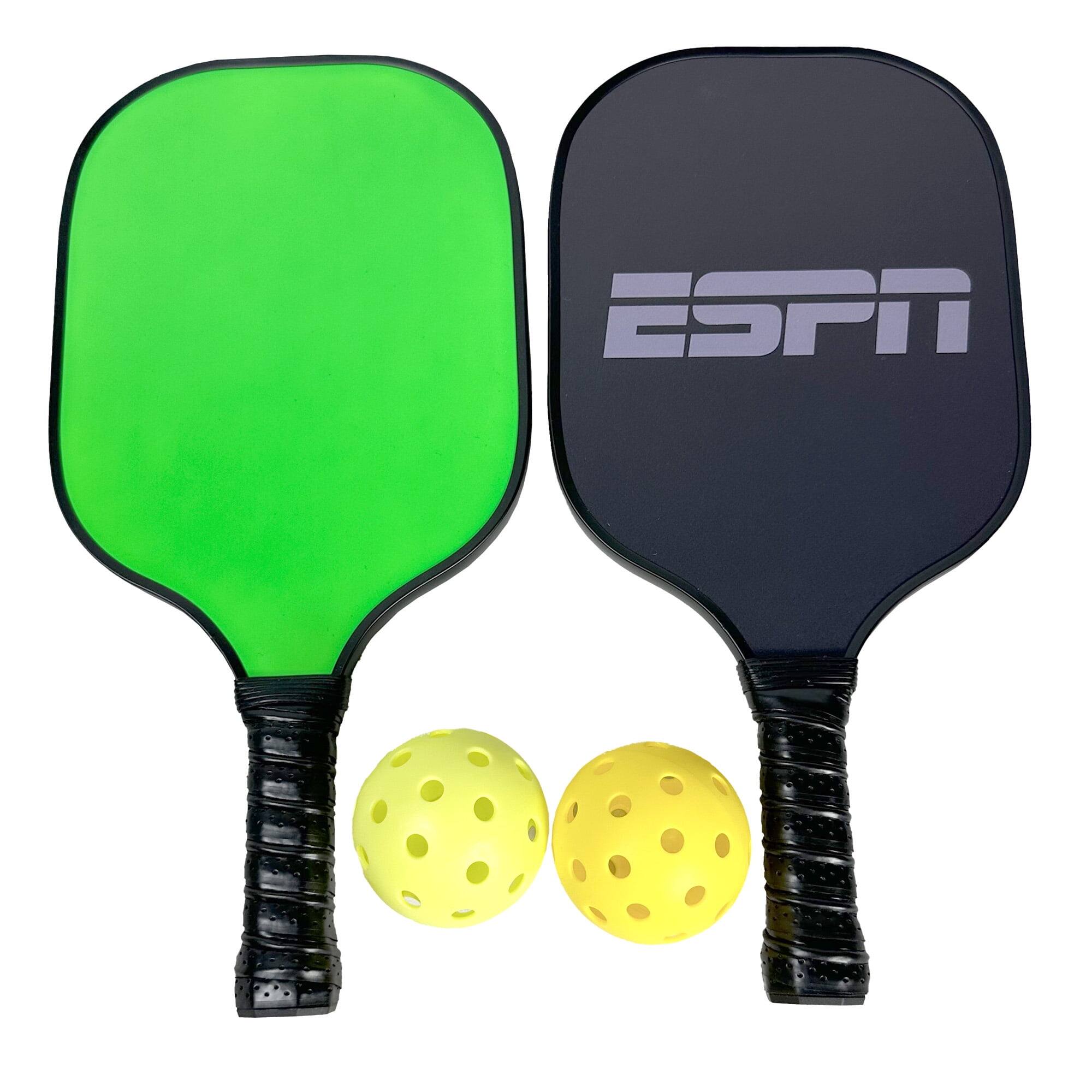 Front. ESPN - Neon Pickleball Set (2 neon paddles, 2 balls) - Green.
