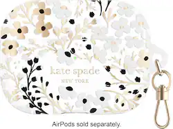 kate spade new york - Protective Case for Apple Airpods Pro 1st and 2nd Generation - Multifloral/Black/White - Front_Zoom