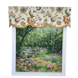 RLF Home - Tanzibar Ruffled Provance Window Valance 100% Cotton Lined Rod Pocket 50" x 17" - Orange