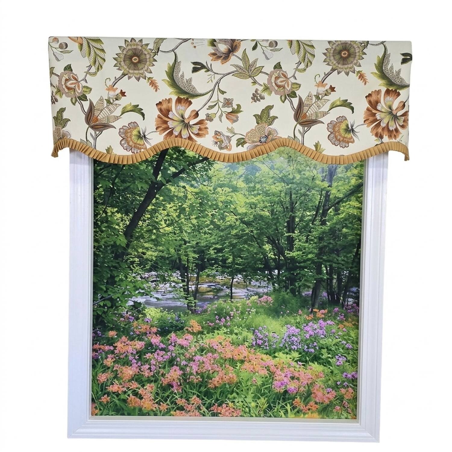Front. RLF Home - RLF Home Tanzibar Ruffled Provance Window Valance 100% Cotton Lined Rod Pocket 50" x 17" Orange - Orange.