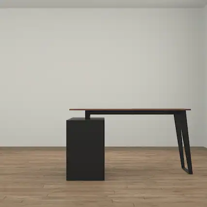 Front. FUFU&GAGA - FUFU&GAGA Industrial Reversible L - Shaped Desk – A Multifunctional Workstation for Home Offices & Gaming Setups - Brown & Black.