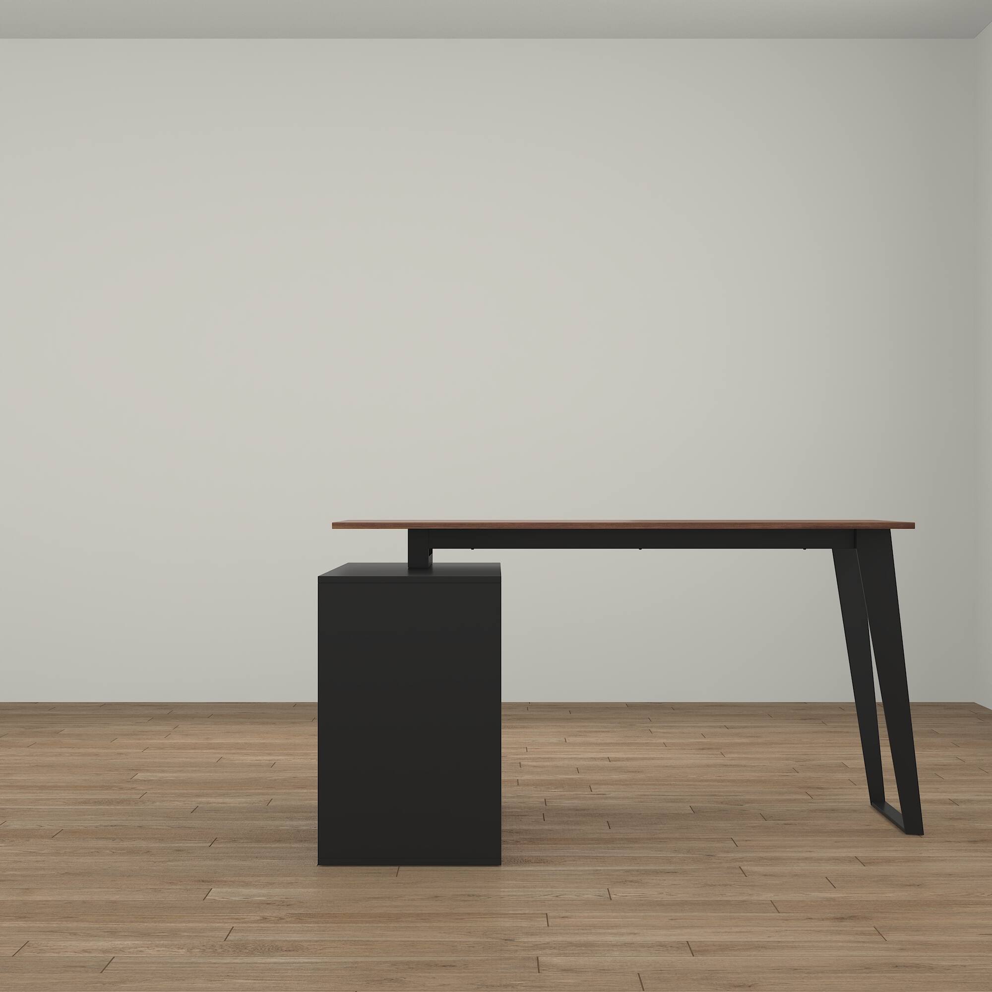 Front. FUFU&GAGA - FUFU&GAGA Industrial Reversible L - Shaped Desk – A Multifunctional Workstation for Home Offices & Gaming Setups - Brown & Black.