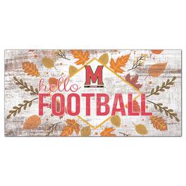Fan Creations - Maryland Terrapins 6'' x 12'' Hello Football Wall Art - White