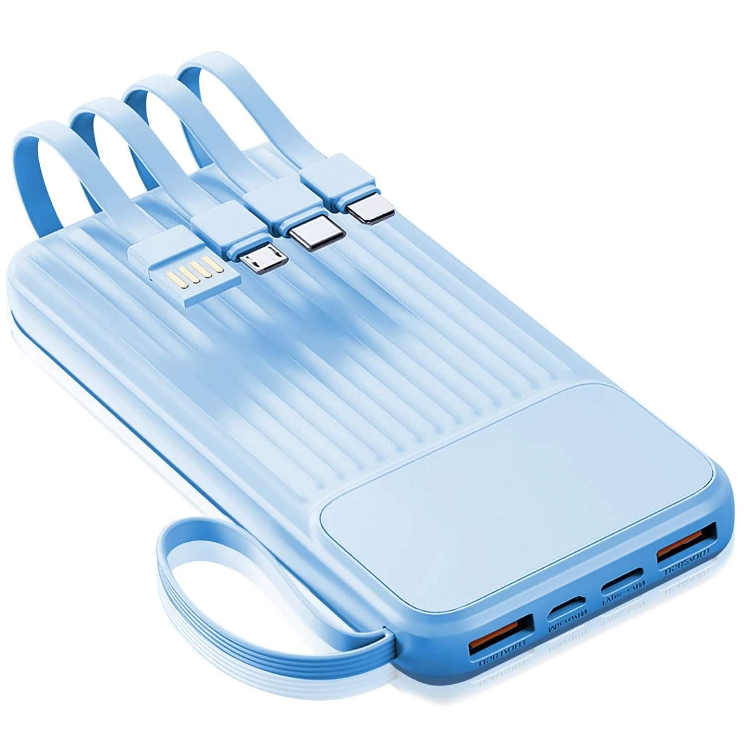 Stock Preferred - 20000mAh Power Bank with 4 Inbuilt Cables - Blue