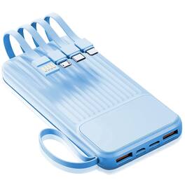 Stock Preferred - 20000mAh Power Bank with 4 Inbuilt Cables - Blue