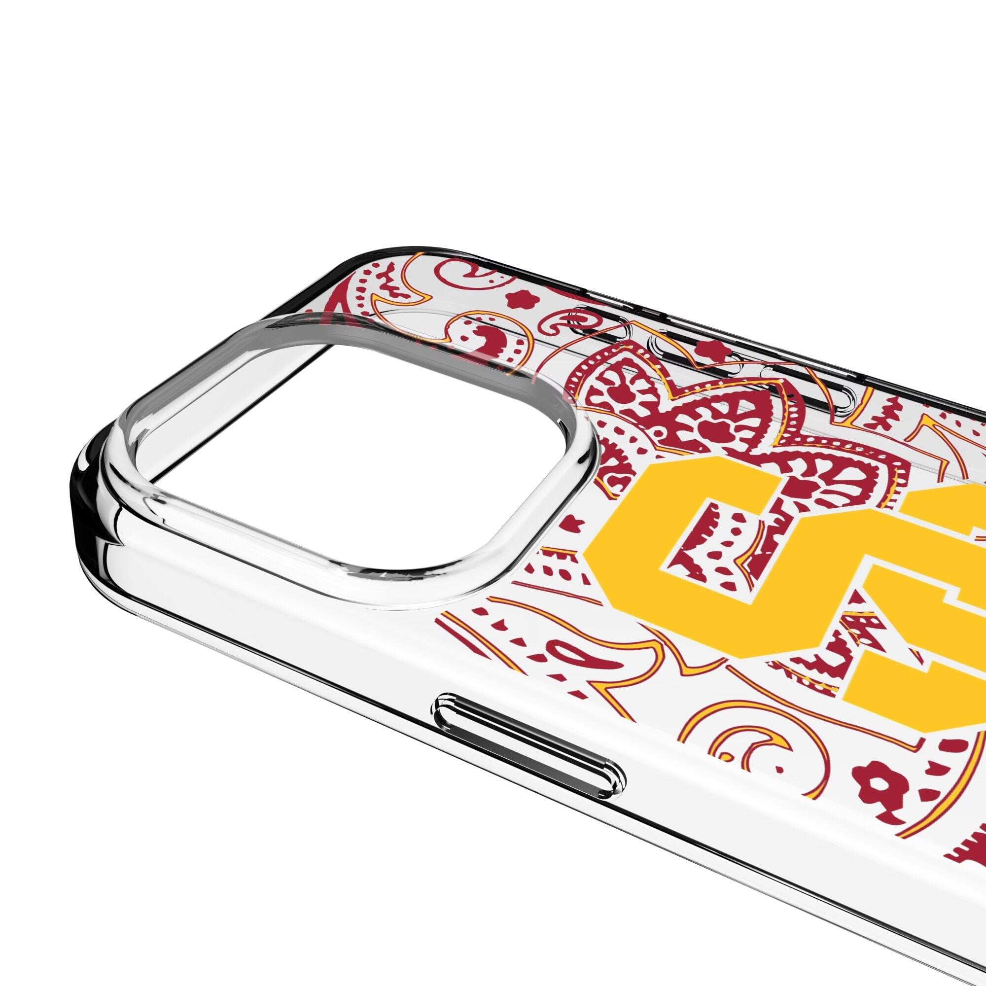 Alt View 2. Keyscaper - USC Trojans Paisley iPhone Clear Case - 15 Pro Max - Multicolor.
