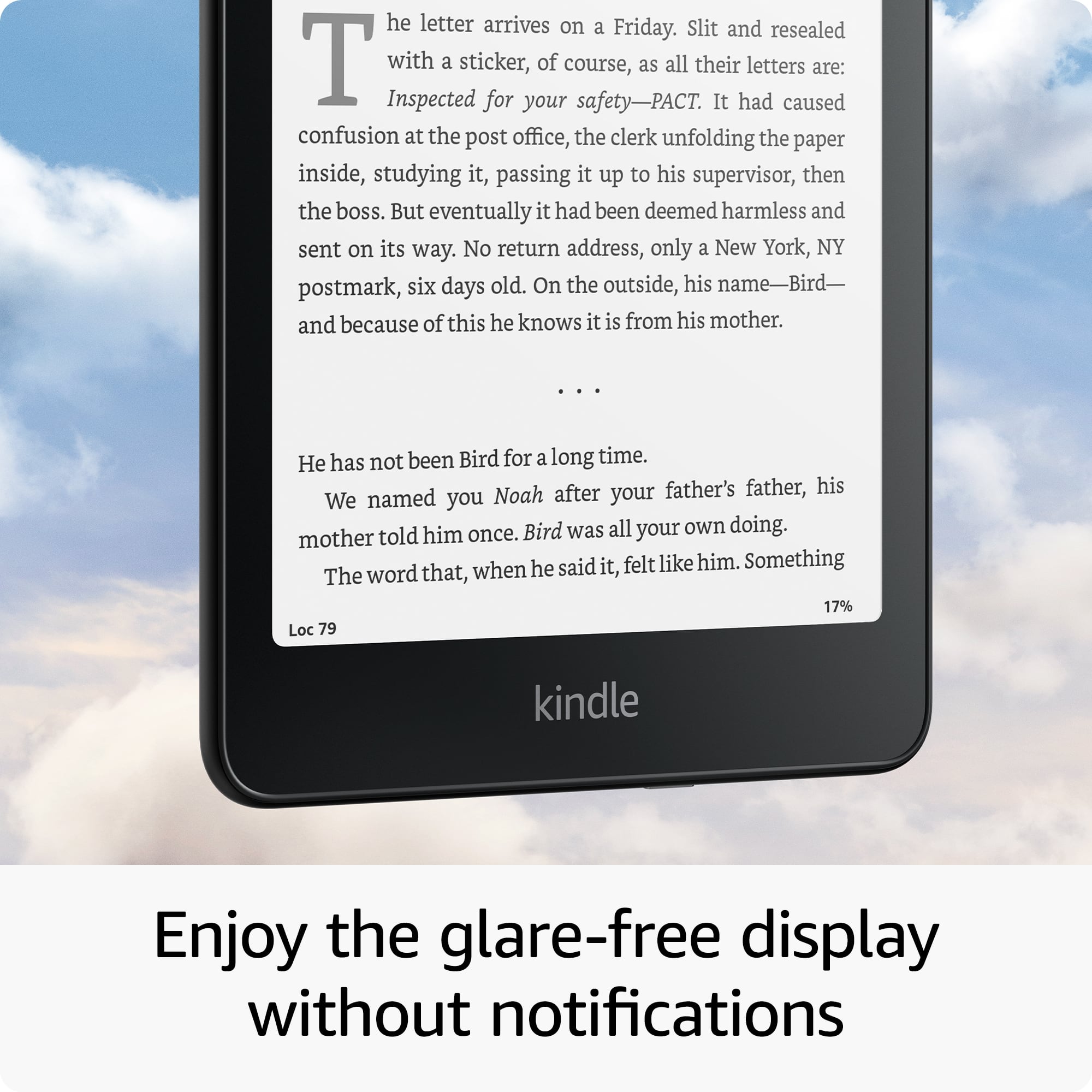 The text on the image reads: "Enjoy the glare-free display without notifications."