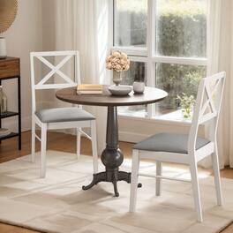 Kadyn - Dining Room Chairs, Kitchen Chairs,Upholstered Side Dining Chairs Set of 2 with Rubber Wood Frame-White - Gray
