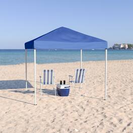 Emma + Oliver - 8'x8' Weather Resistant Easy Pop Up Slanted Leg Canopy Tent with Carry Bag - Blue