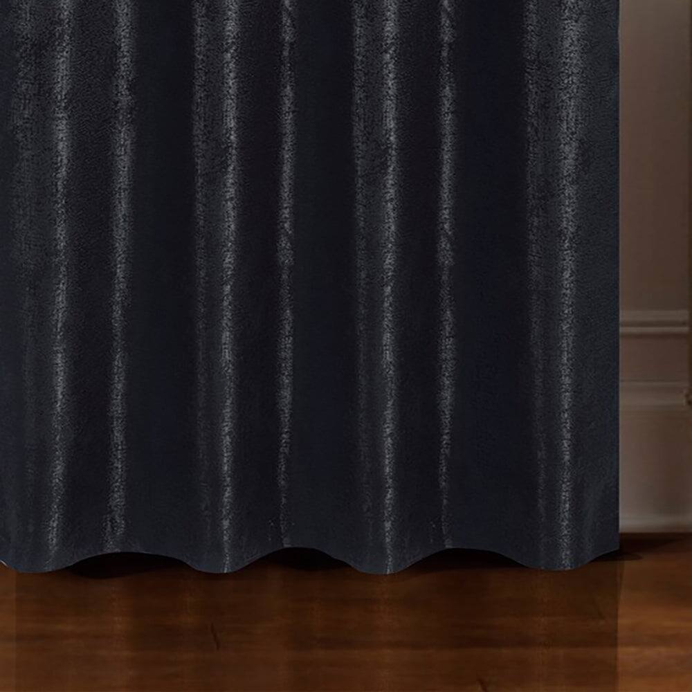 Alt View 3. Olivia Gray - Olivia Gray Roxy Two Tone Jacquard Grommet Blackout Curtain Panel - Elegant Black Design - black.