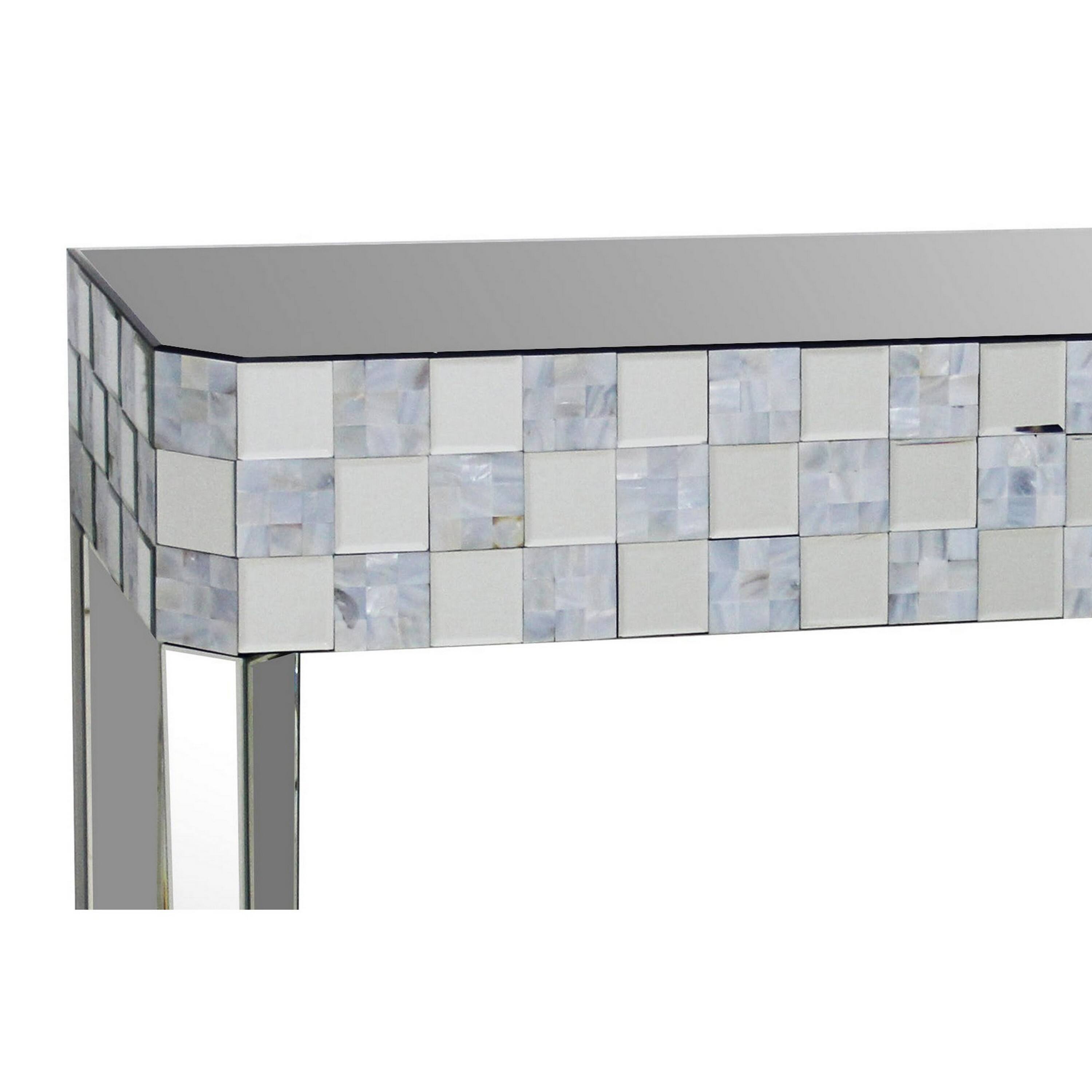 Alt View 2. Manhattan Lane - Frosted Chequered Pattern Console Table In Rectangular Shape, Clear - Clear.