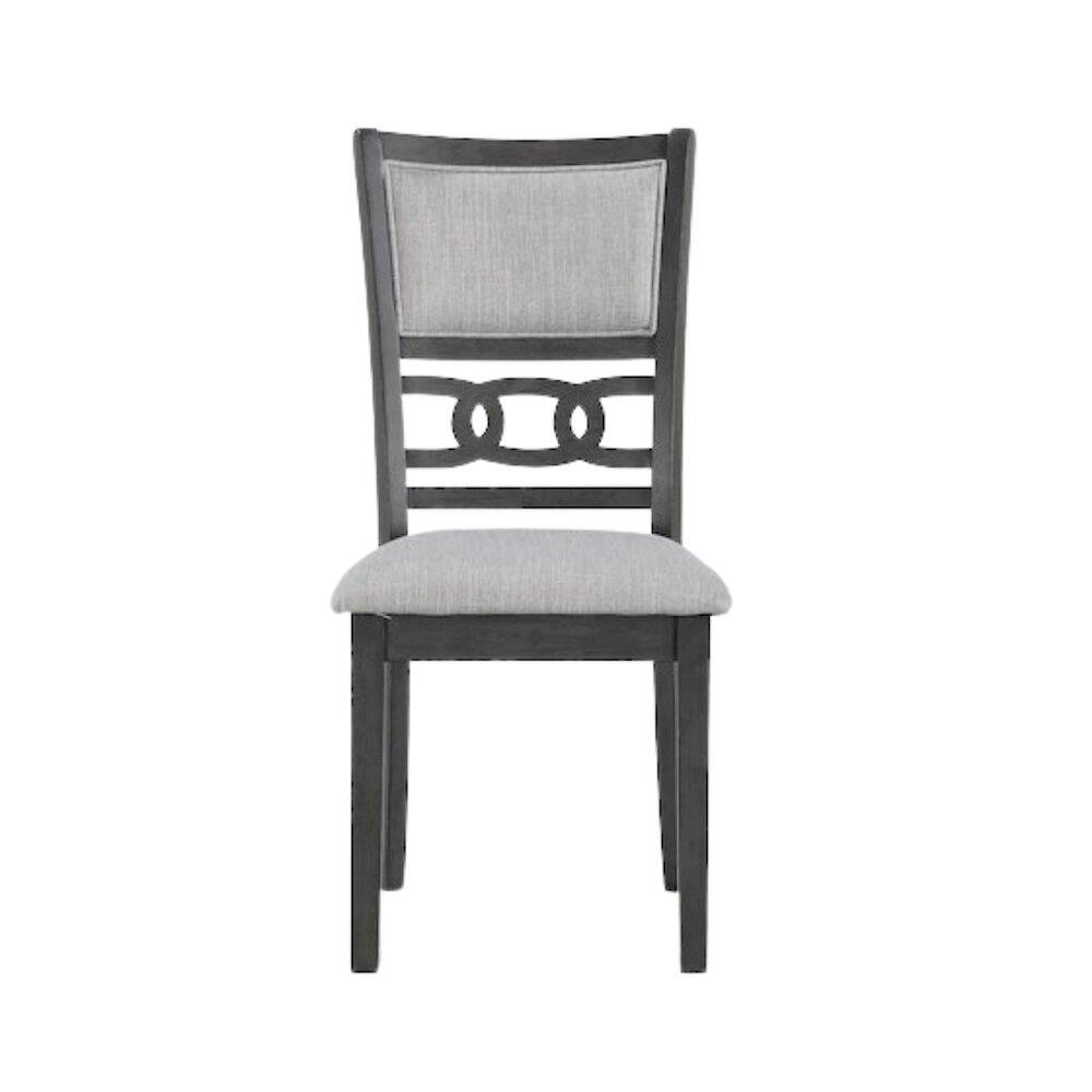 Left. FurniFact - Solid Wood Dining Chair Set of 4 Fabric Seat Contemporary Gray Style - Grey.