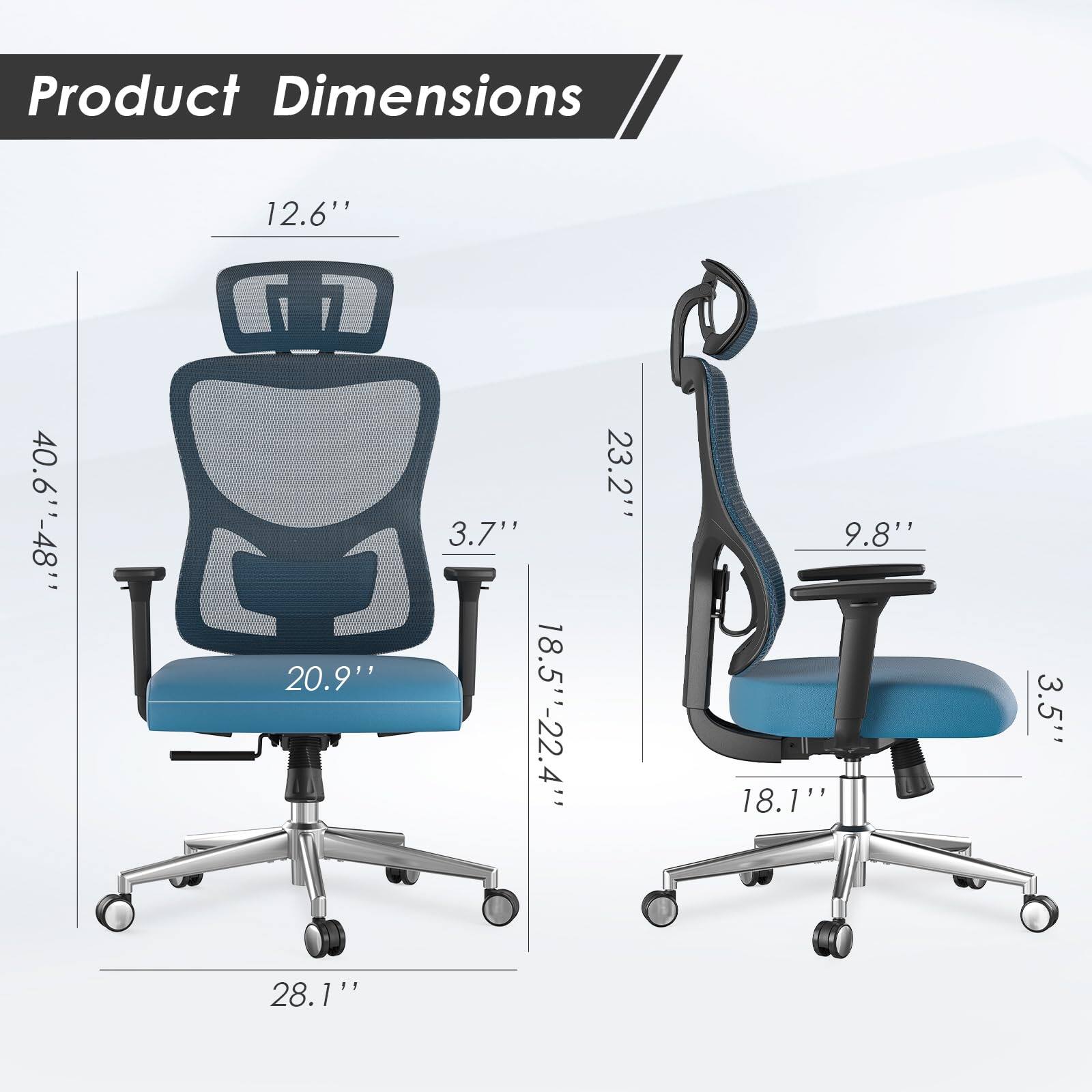 Product Dimensions

- Height: 40.6" - 48"
- Seat Height: 18.5" - 22.4"
- Seat Width: 20.9"
- Back Height: 12.6"
- Armrest Height: 3.7"
- Overall Width: 28.1"
- Overall Depth: 23.2"
- Armrest Width: 9.8"
- Seat Depth: 18.1"
- Armrest Depth: 3.5"