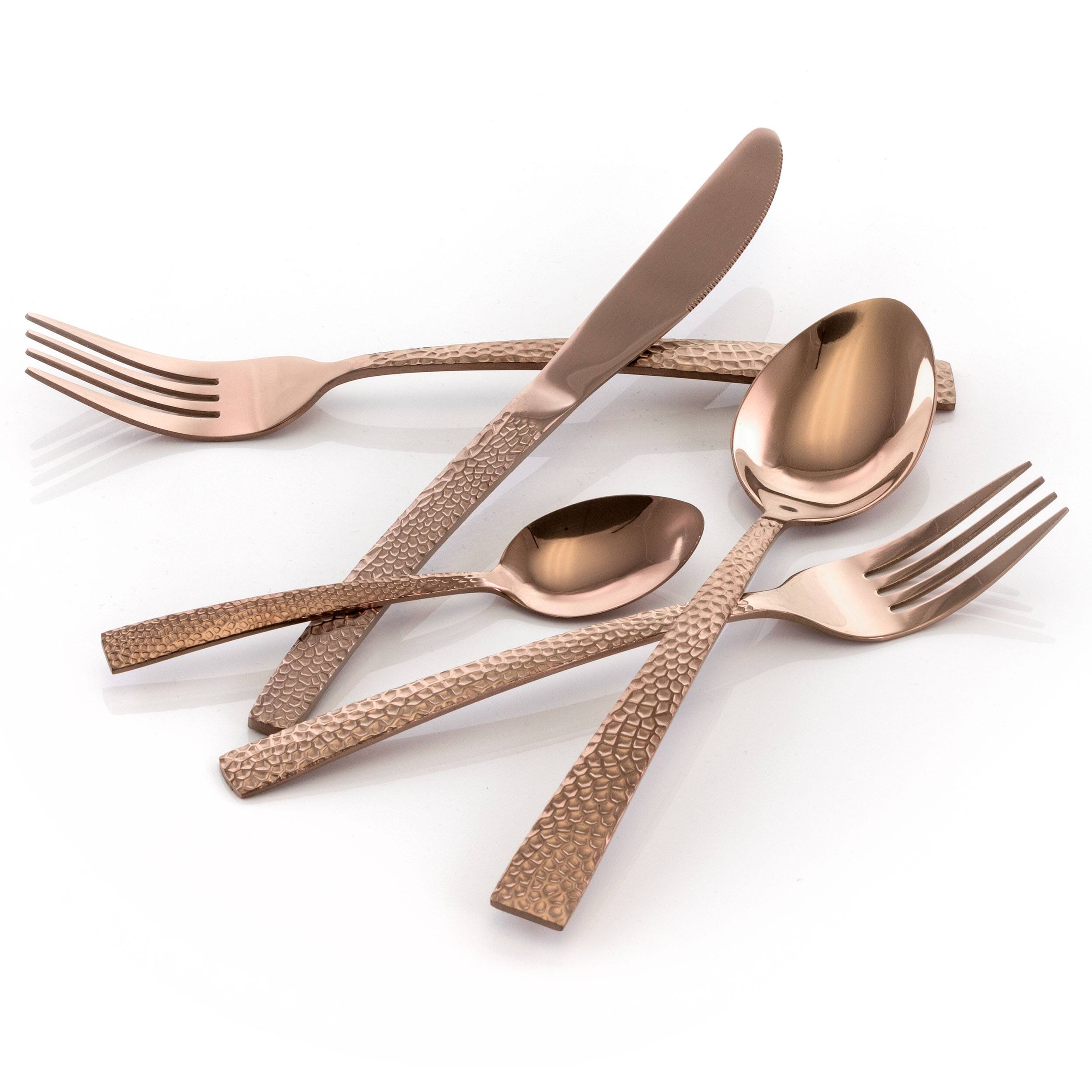 Alt View 1. MegaChef - MegaChef Baily 20 Piece Flatware Utensil Set, Stainless Steel Silverware Metal Service for 4 in Rose Gold - Rose Gold.