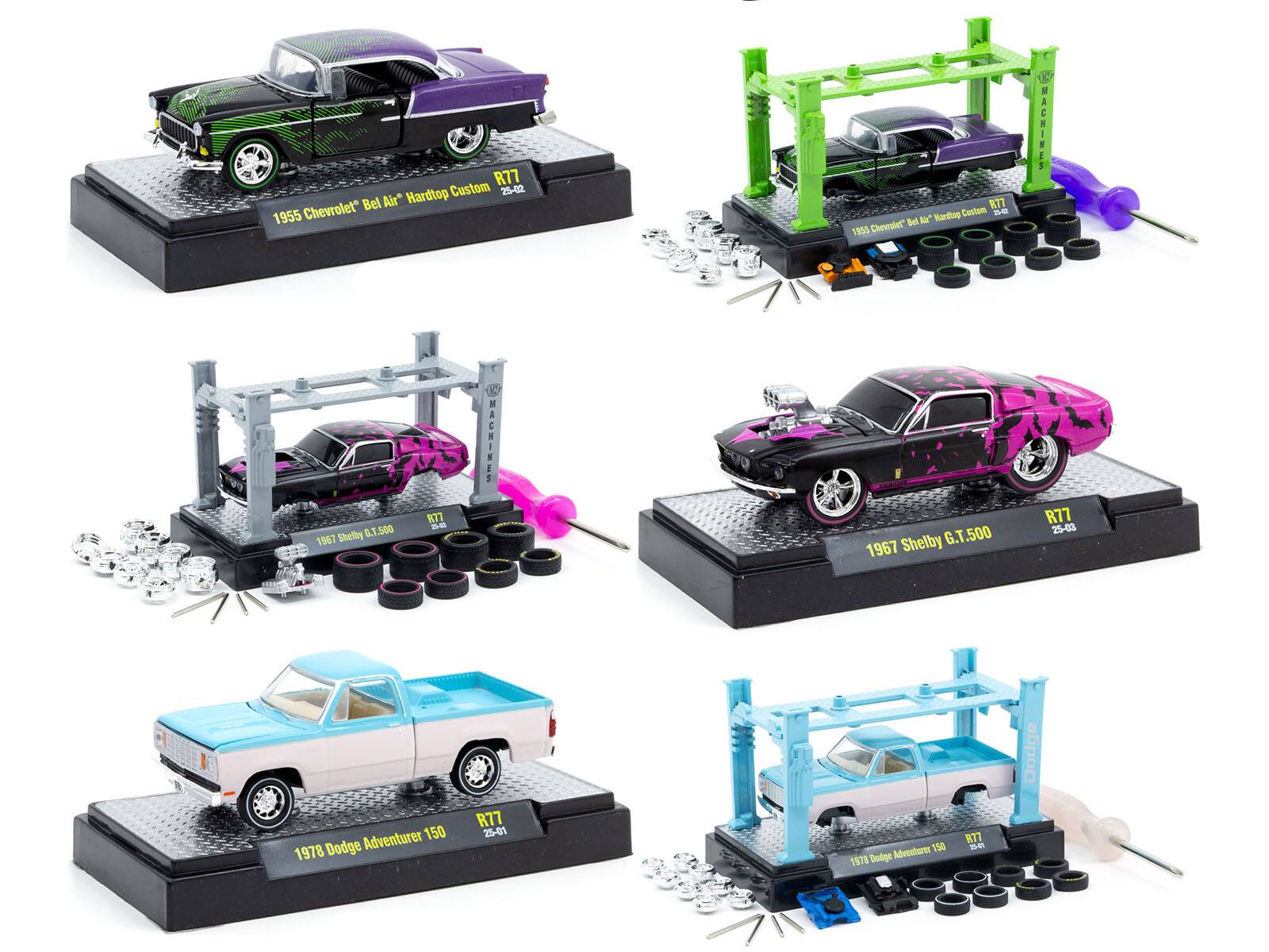 R77 Hardtop Custom  
25-82  
1955 Chevrolet Bel Air  

R77  
25-00  
1967 Shelby G.T.500  

R77  
25-01  
1978 Dodge Adventurer 150  

R77  
25-02  
1979 Dodge Adventurer 110