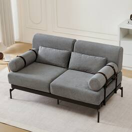 GOODSILO - Modern Loveseat Sofa 59"" Couch 2-Seater with USB Ports & Unique Armrests - Gray