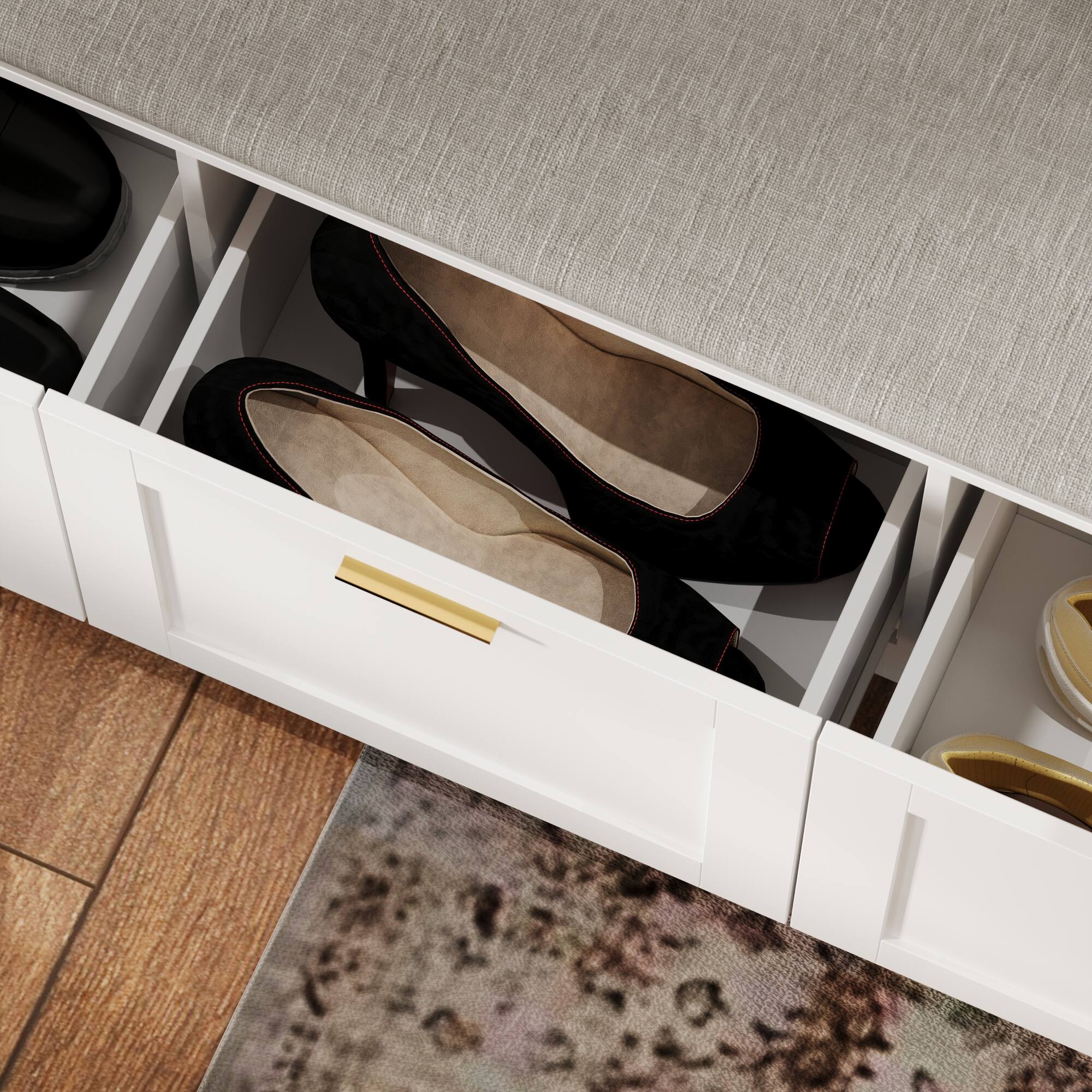 Alt View 8. Famapy - Famapy Multifunctional Display & Storage Cabinet: Safety - First Design for Elegant Organization - White.