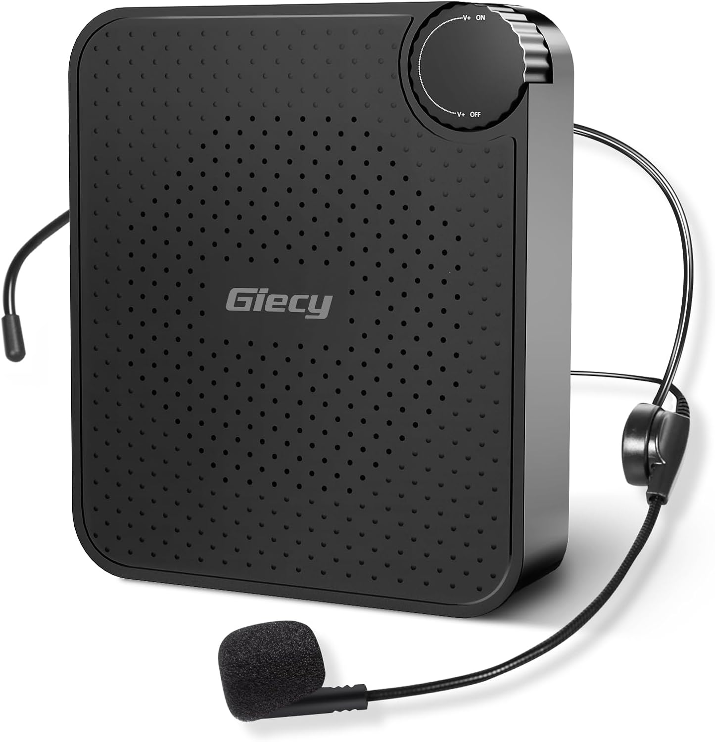 Stamp n Camp - 30W Portable Voice Amplifier with Wireless Microphone Headset, 2800mAh Rechargeable PA System Speaker Personal Speech - 001 Black