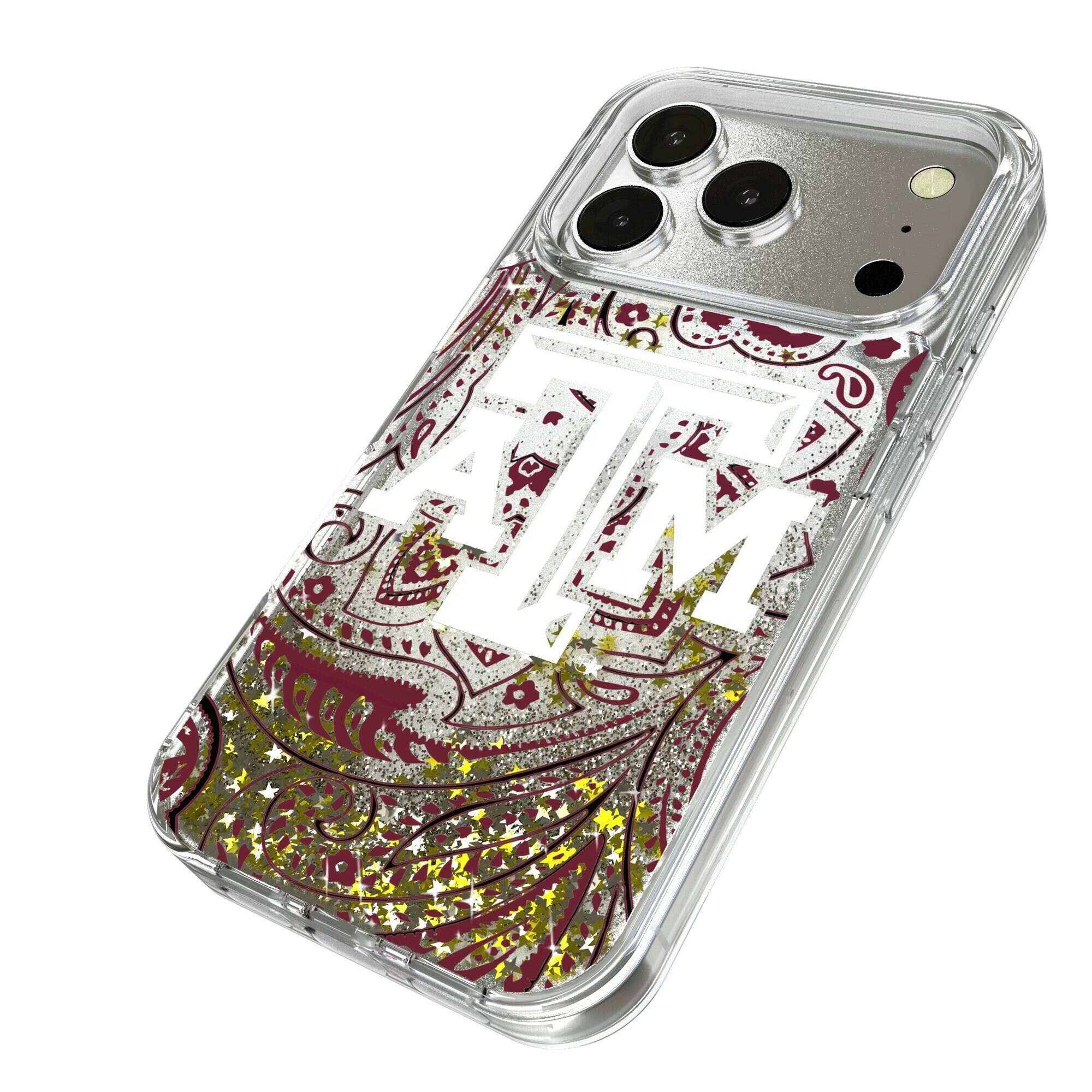 Alt View 1. Keyscaper - Texas A&M Aggies iPhone Glitter Paisley Design Case - 15 Pro Max - Multicolor.