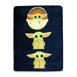 Star Wars - The Mandalorian Expressions 46 x 60 Inch Silk Touch Throw Blanket - Blue