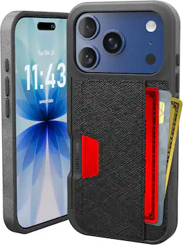Smartish - iPhone 18 Pro/17 Pro Wallet Case - Wallet Slayer Vol 2 - Card Holder w/ Card Kickstand - Black - Black Tie Affair