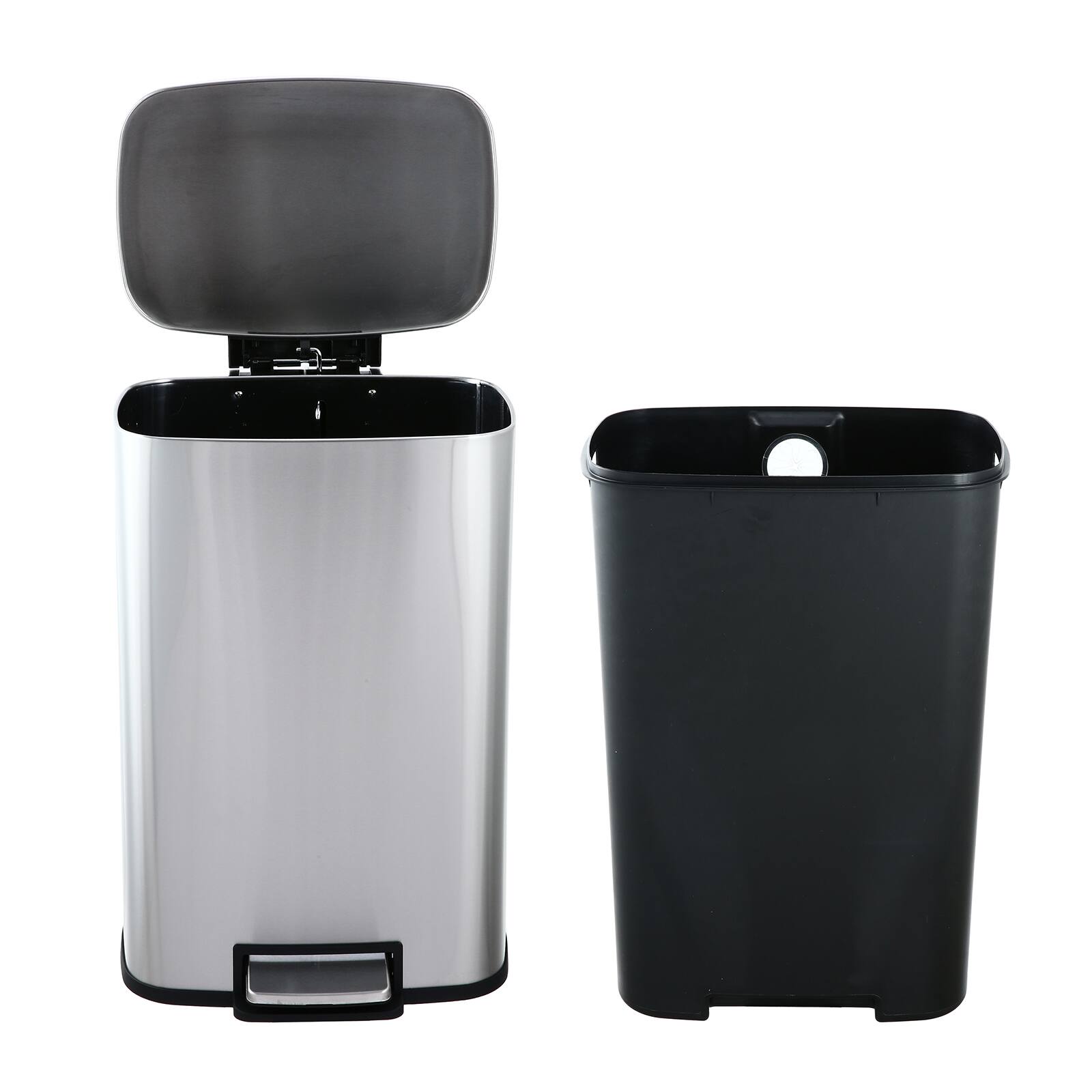 Alt View 4. SIMPLYKLEEN - Simplykleen 50L (13 Gallon) Rectangular Stainless Steel Step Trash Can, Soft Close Lid, Removable Inner Bucket Kitchen - Silver.