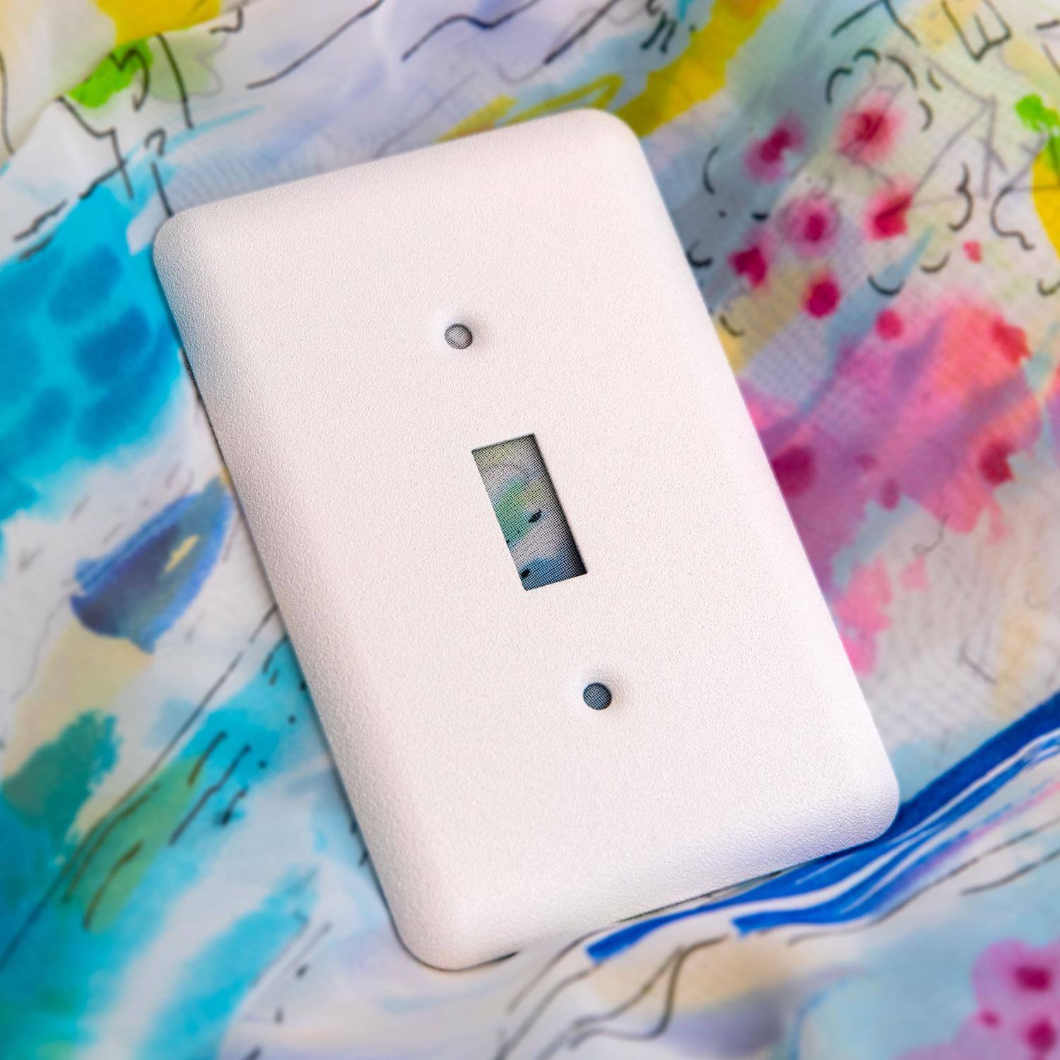 Left. AMERELLE - Amerelle Capri Paintable Textured White 2 gang Stamped Steel Decorator Wall Plate 1 pk - White.