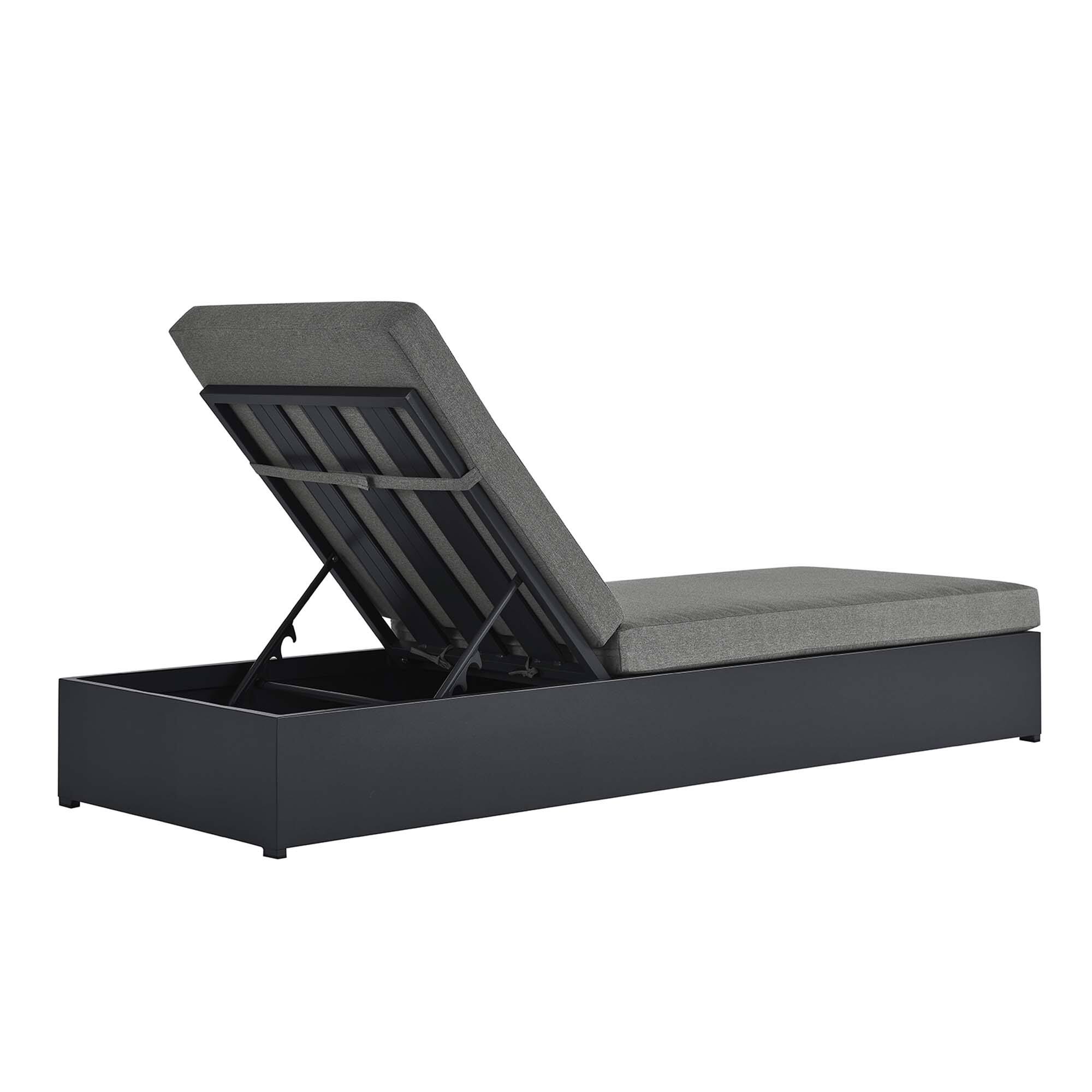 Alt View 5. Modway - Tahoe Outdoor Patio Powder-Coated Aluminum Chaise Lounge Chair by Modway - Gray Charcoal.