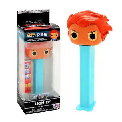 **WARNING: CHOKING HAZARD**
**ATTENTION: DANGER DE SOUFFLENEMENT**
**- . - a - - pius . - - - - & - an a**
**LIMITED EDITION**
**EDITION LIMITEE**
**POP! PEE**
**CANDY & DISPENSER**
**BONBONS ET DISTRIBUTEUR**
**LION-O™**
**TOTAL CANDY NET WT: 29oz (8.5 g)**
**POIDS TOTAL DES BONBONS: 29oz (8.5 g)**
**FRUIT CANDY ASSORTED**
**BONBONS ASSORTIS**
**NET WT: 29oz (8.5 g)**