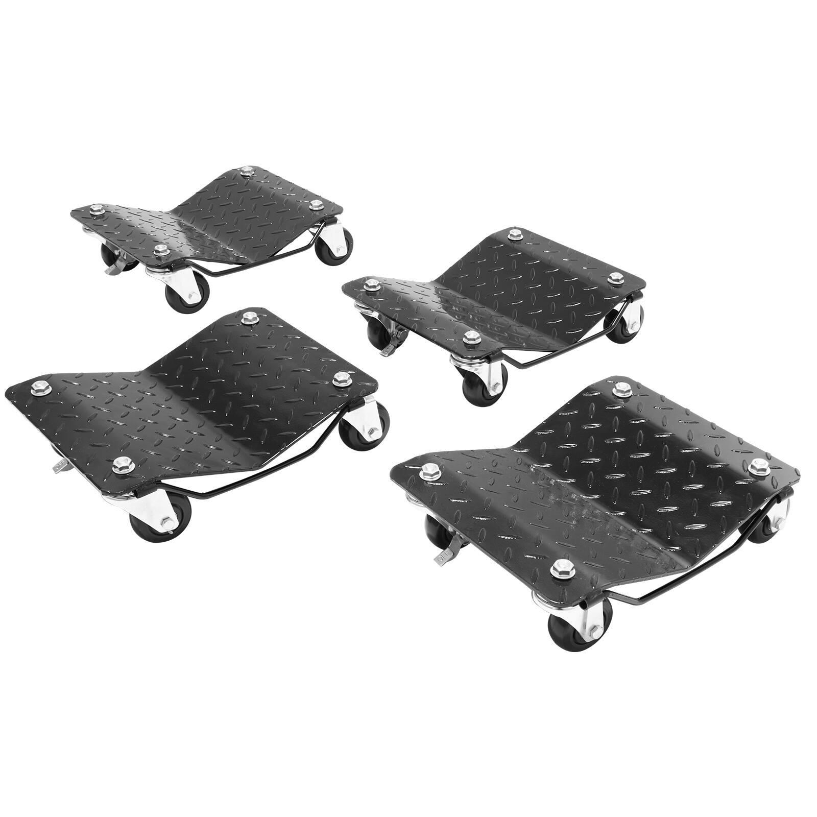 Alt View 5. VEVOR - Wheel Dolly,6000 lbs/2722 kg Car Moving Dolly,Wheel Dolly Car Tire Stake Set of 4 Piece, Heavy-duty Car Tire Dolly Cart - Black.