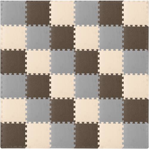 Alt View 3. ProSource - ProsourceFit Kids Solid Floor Play Mat 3/8-in, 36 sf - Brown/Beige/Grey.