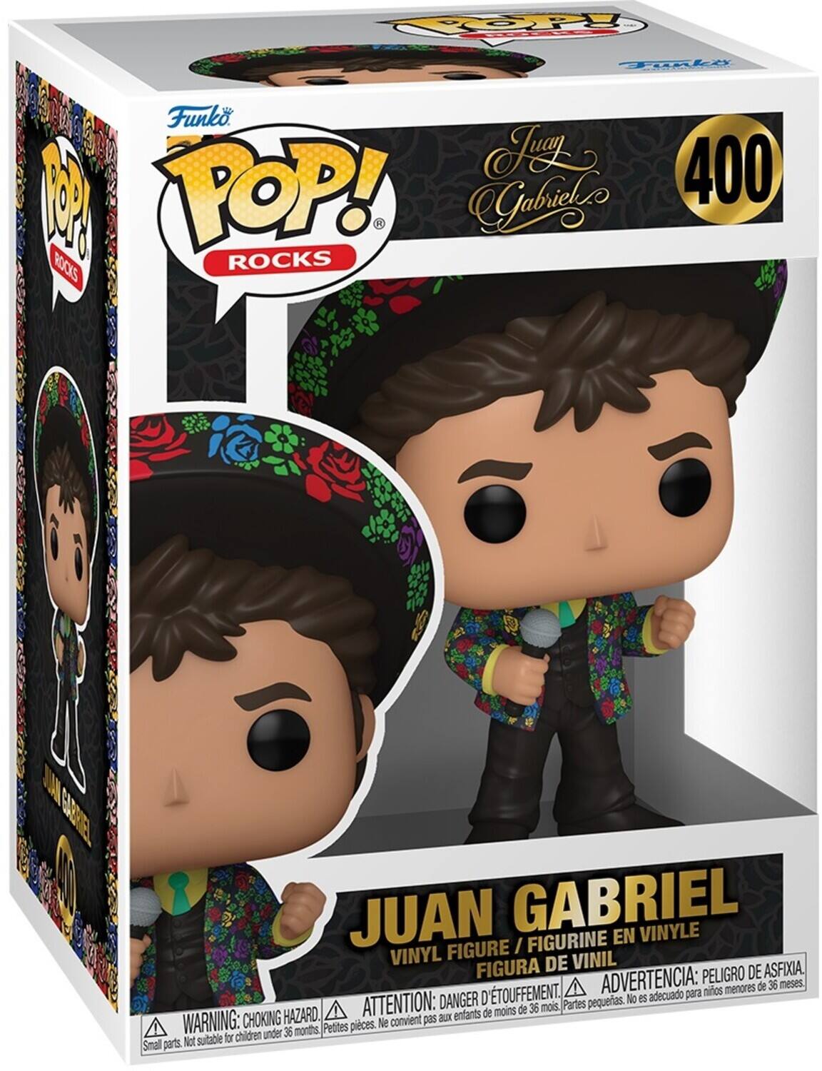 Funko POP! ROCKS Juan Gabriel 400 M

Juan Gabriel Vinyl Figure / Figurine en Vinyle Figura de Vinil

ADVERTENCIA: PELIGRO DE ASFIXIA. menores de 36 meses.
D'TOUFFEMENT. adecuado para niños
DANGER pequeas. No es acuádolo para niños menores de 36 meses.
WARNING: CHOKING HAZARD. Small parts. Not suitable for children under 36 months.
ATTENTION: aux enfants de moins de 36 mois. Partes pequeñas. Ne conviente pas aux enfants de moins de 36 mois.