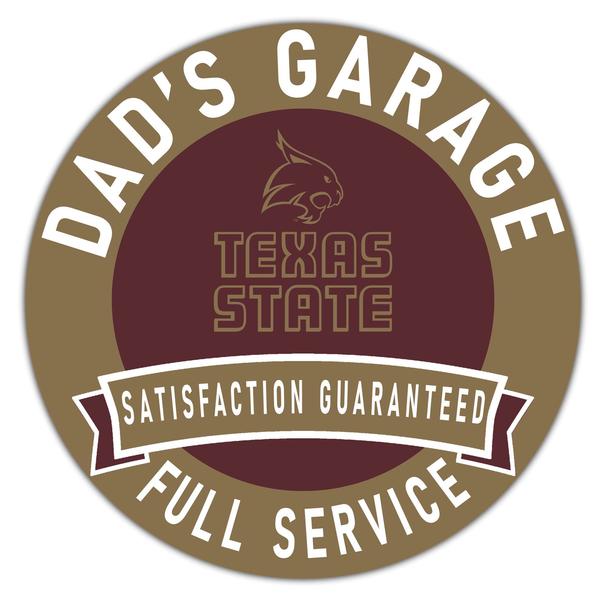 Texas State Bobcats 16" x 16" Dad's Garage Wood Sign