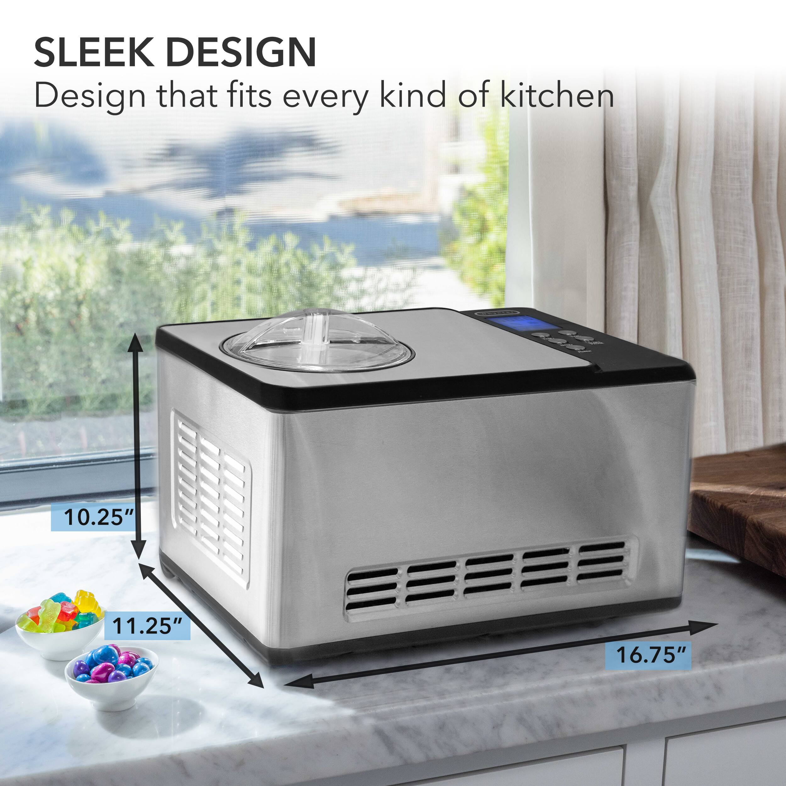 Alt View 11. Whynter - Whynter Ice Cream Maker 2 Quart Capacity Stainless Steel Bowl & Yogurt Function in Stainess Steel - Stainless Steel.