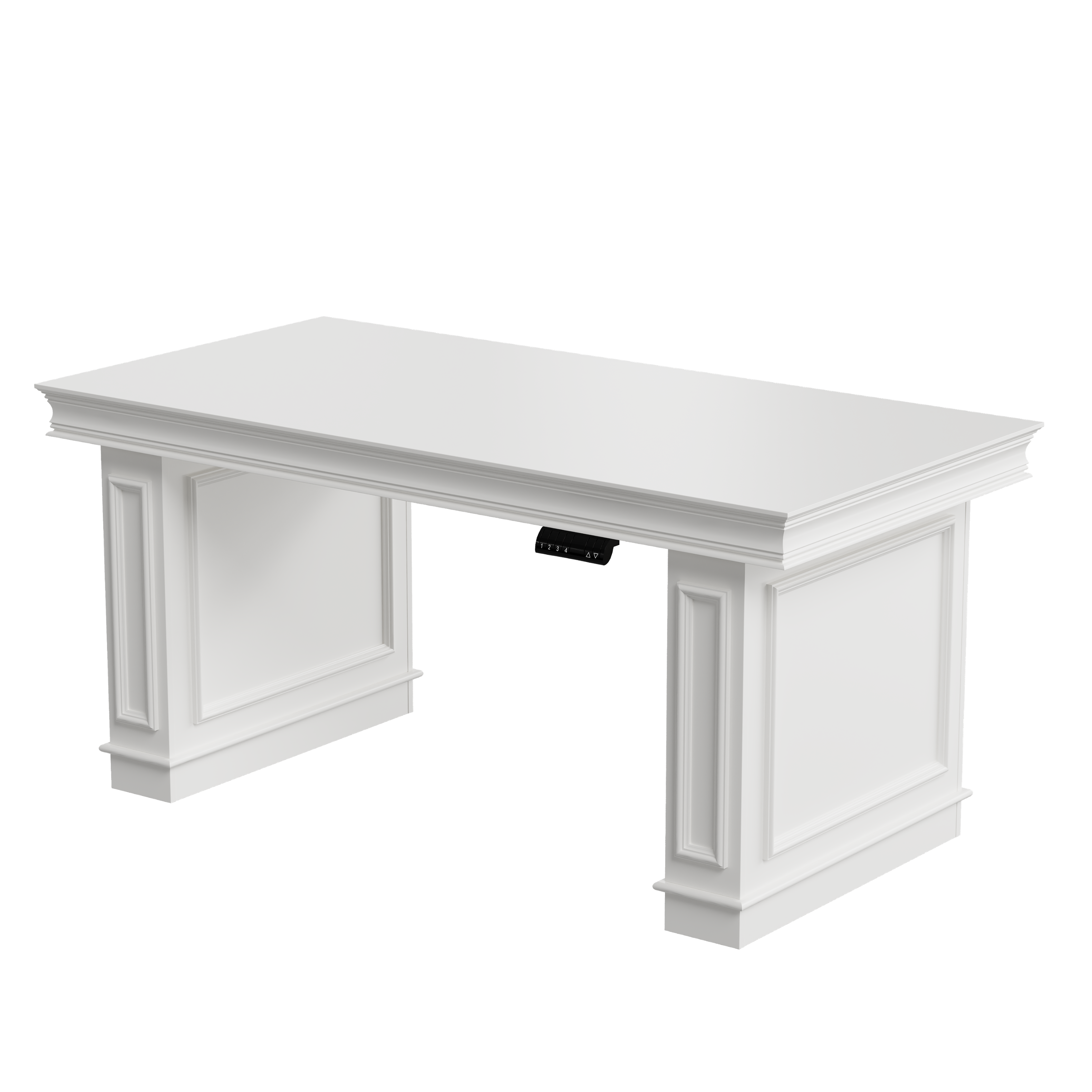 Famapy - Electric Standing Desk with Side Cabinets, Heavy-Duty Height Adjustable Home Office Workstation with 4 Memory Presets - White