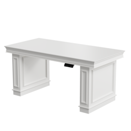 Famapy - Electric Standing Desk with Side Cabinets, Heavy-Duty Height Adjustable Home Office Workstation with 4 Memory Presets - White