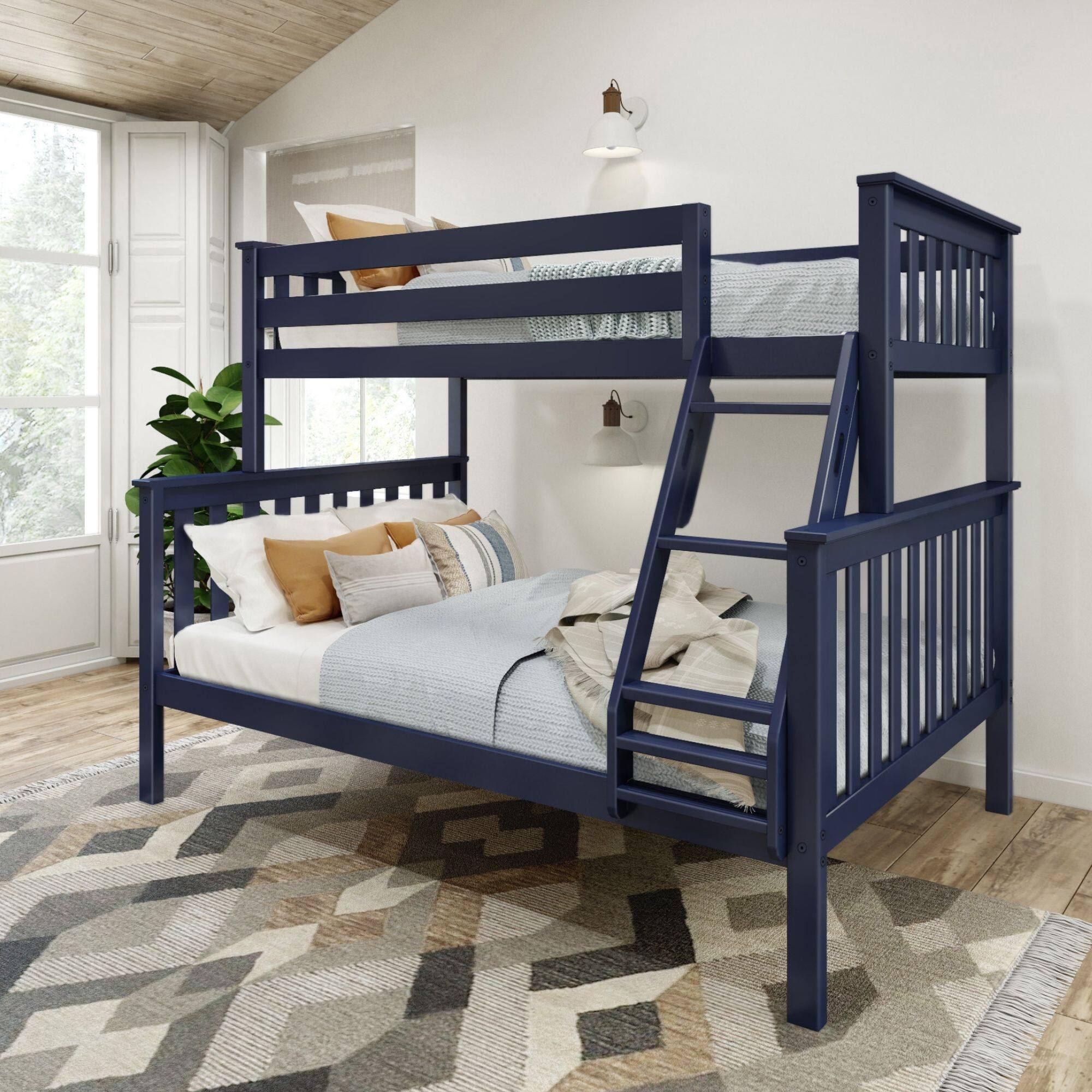 Front. Plank+Beam - Classic Twin over Full Bunk Bed, Blue - Blue.