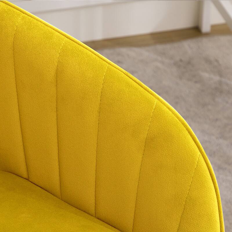 Alt View 1. APRILSOUL - Gold Base Velvet Office Chair Wide Cushion Swivel Height Adjustable Ergonomic Luxury - Bright yellow.