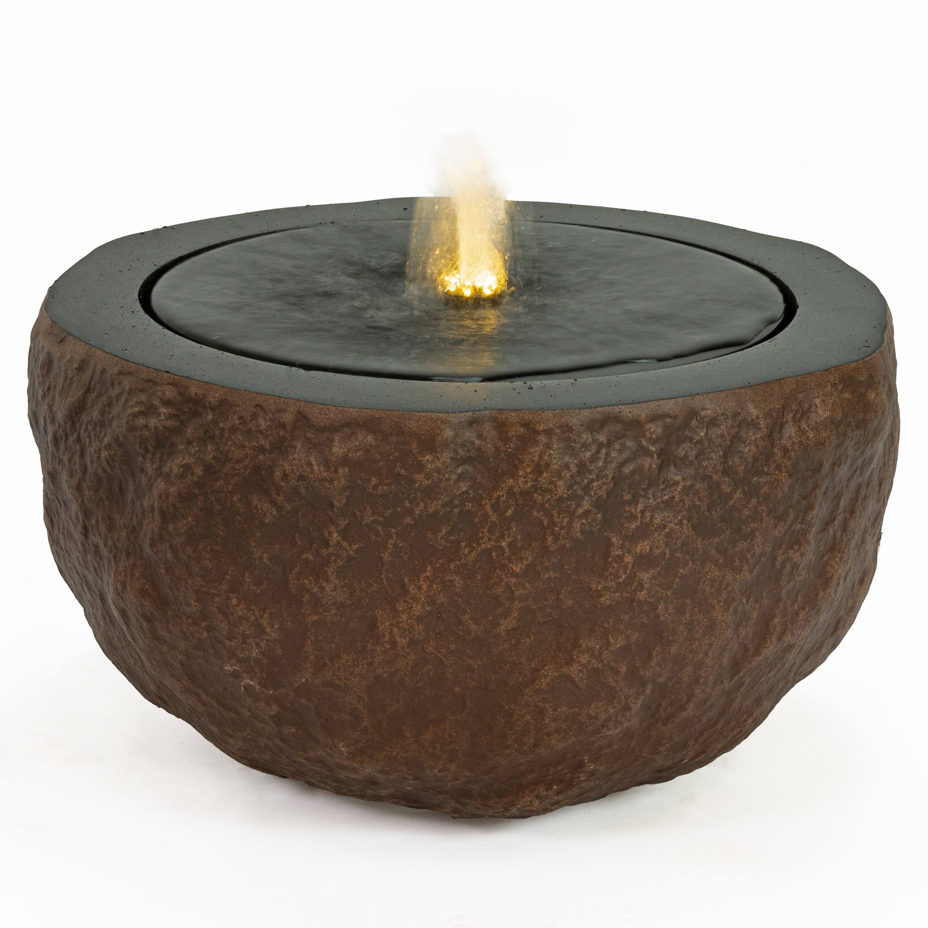 Alt View 9. Sunnydaze - Outdoor Polystone Round Bowl Bubble Fountain - Brown.