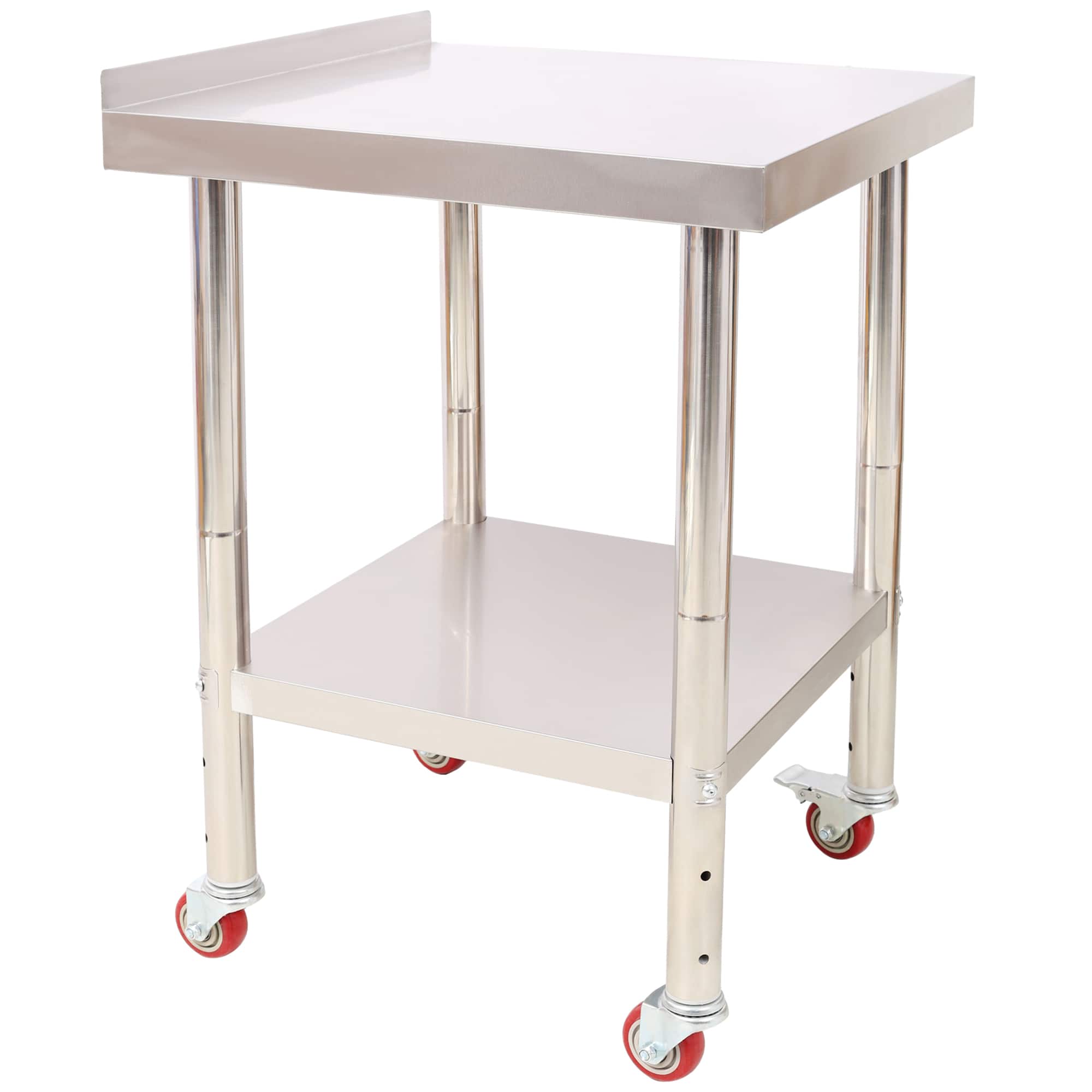 ELEMENT ACE - Stainless Steel Commercial Prep Table with Adjustable Undershelf and Casters, 24x24 Inch Workstation - Silver