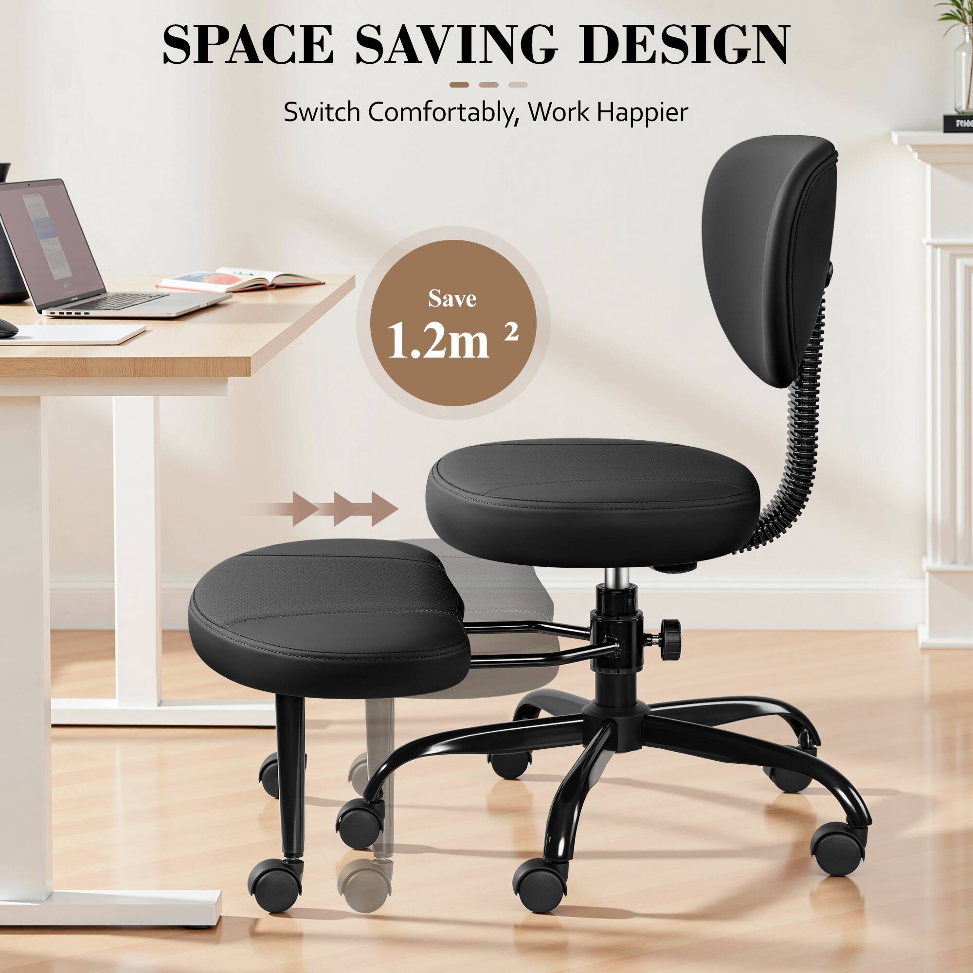 SPACE SAVING DESIGN  
Switch Comfortably, Work Happier  

Save 1.2m²