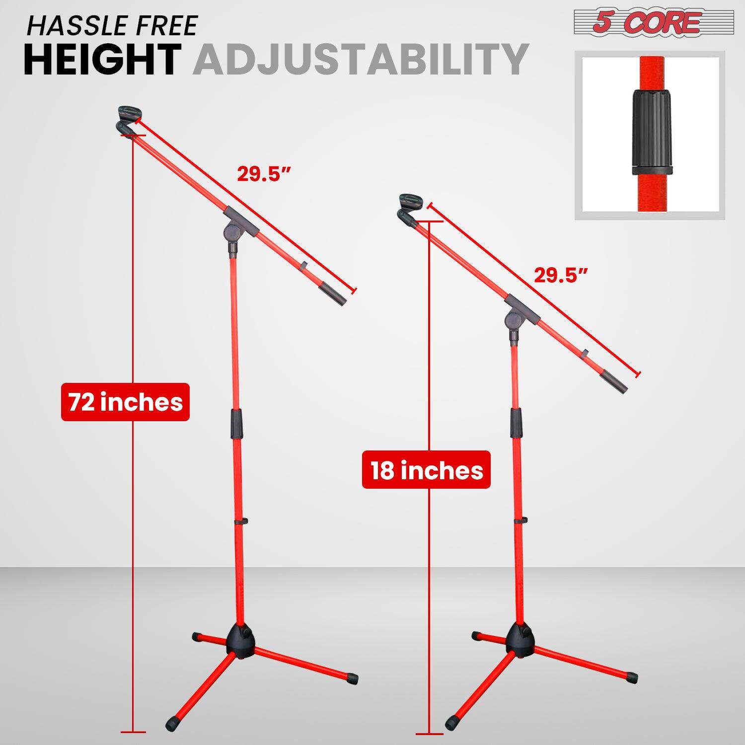 HASSLE FREE HEIGHT ADJUSTABILITY 29.5" 29.5" 72 inches 18 inches