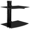 Front. Mount-It! - Floating Wall Mounted Dual Shelf Stand with Adjustable Tempered Glass Shelves for AV Components - Black.