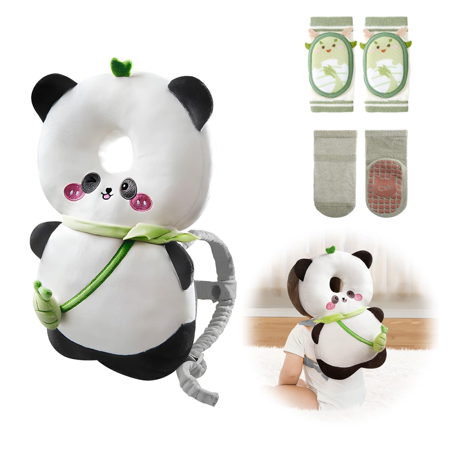 Cozy Serene - Head Protector Adjustable Protection Backpack (butterfly) - Panda