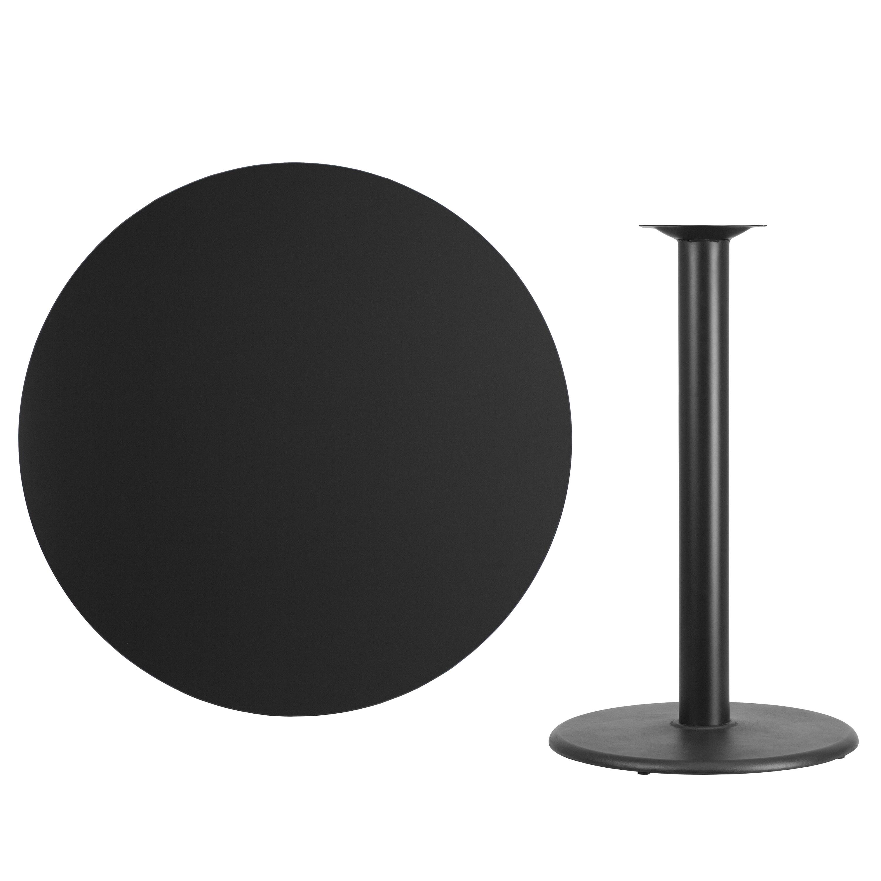Alt View 2. Emma + Oliver - 42" Round Laminate Table Top with 24" Round Bar Height Table Base - Black.
