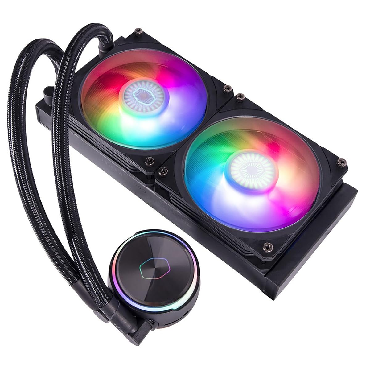 Left. Cooler Master - Cooler Master MLY-D24M-A23PZ-R1 MasterLiquid PL240 FLUX Close-Loop AIO CPU Liquid Cooler - Black.